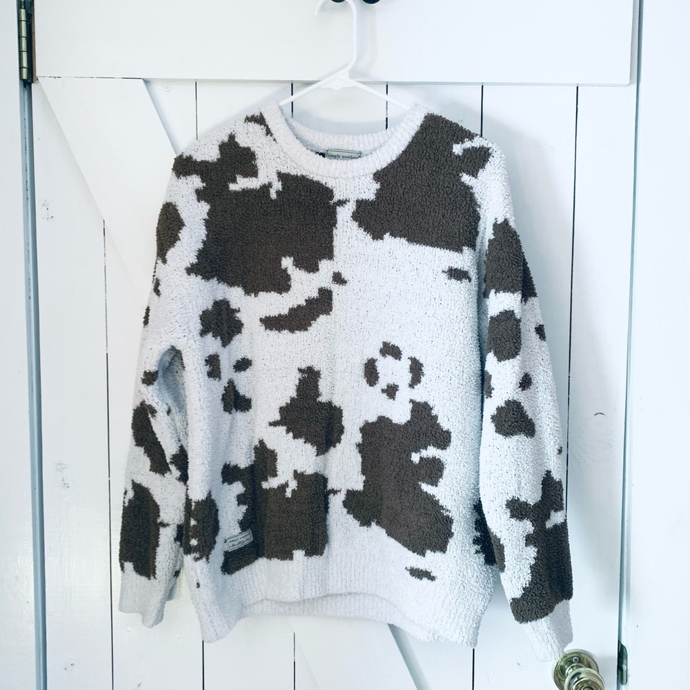 Simply Southern Cow Print Sweater Preppy Country Rodeo Western